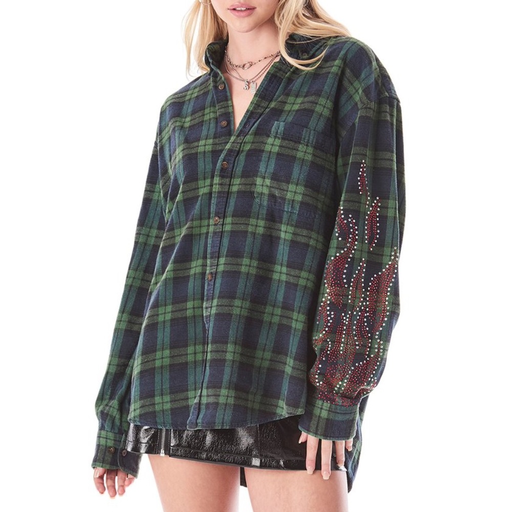 NWT LF Store Flame embellished Flannel L